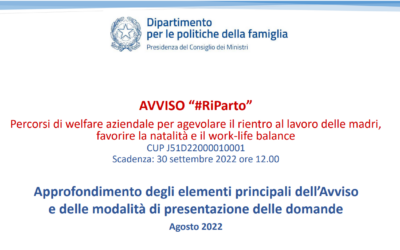 Il Dipartimento per le politiche della famiglia lancia il bando #Riparto