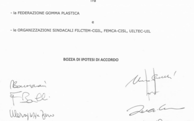 CCNL Gomma Plastica: sottoscritta l’ipotesi di accordo per il rinnovo del contratto